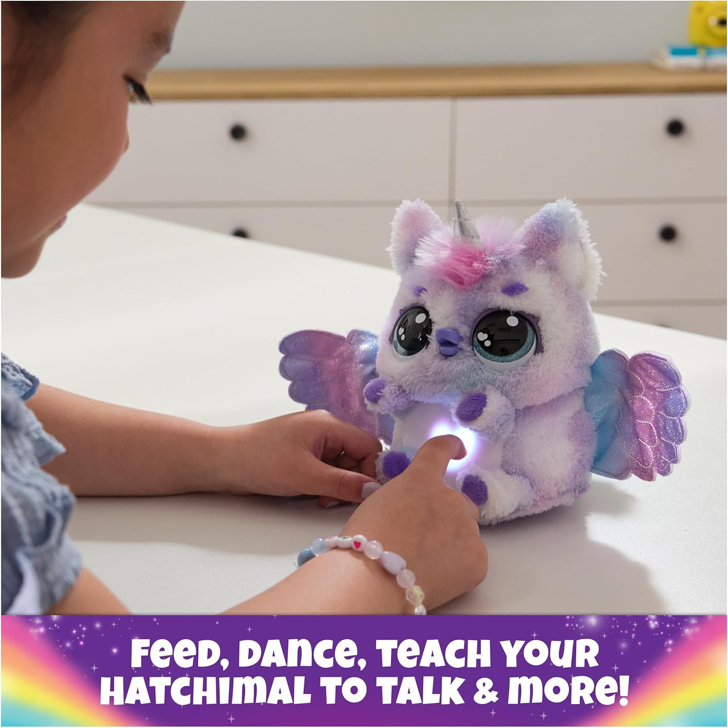 Feed dance and teach Hatchimals Mystery Hatch Pufficorn