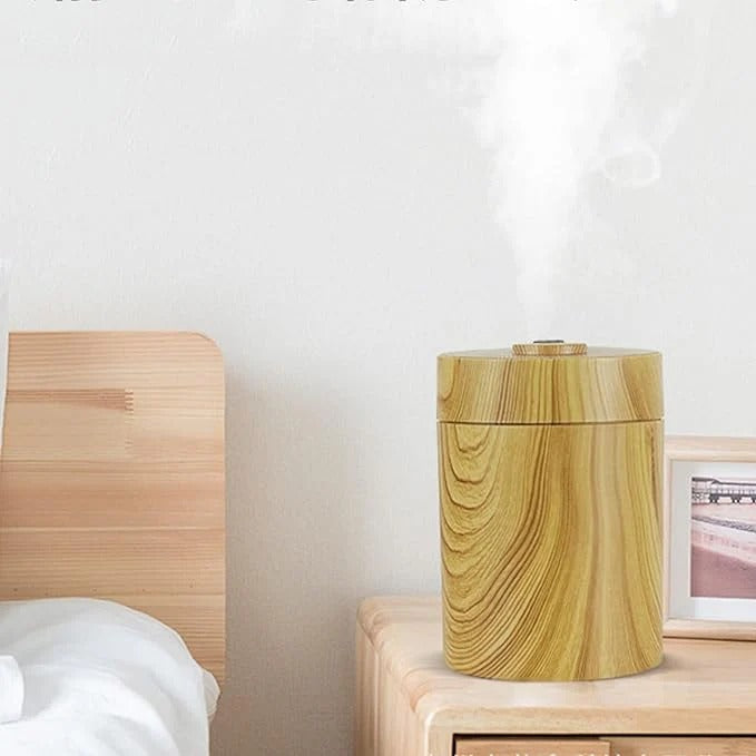 Light wood USB humidifier on bedside table