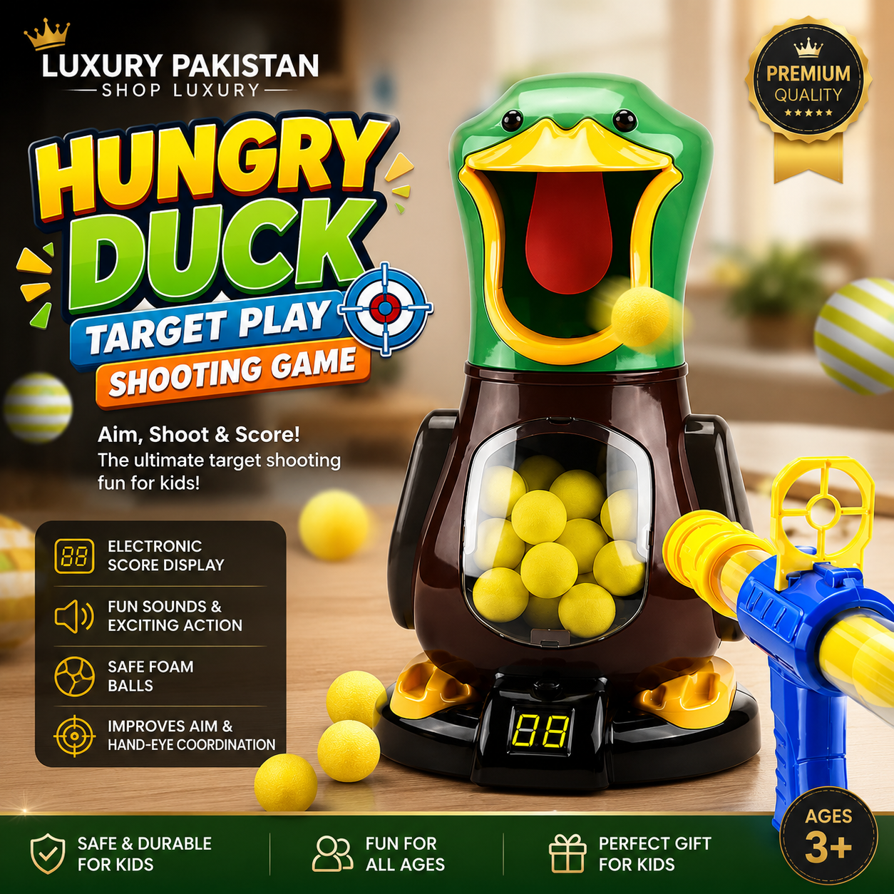 Hungry Duck Target Shooting Game for Kids