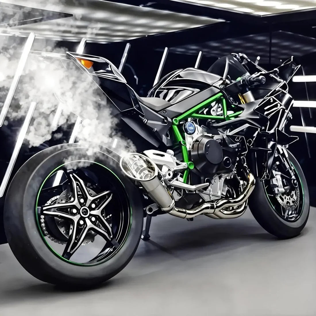 1:6 Diecast Kawasaki Ninja H2R Bootable Spray Bike - image 12