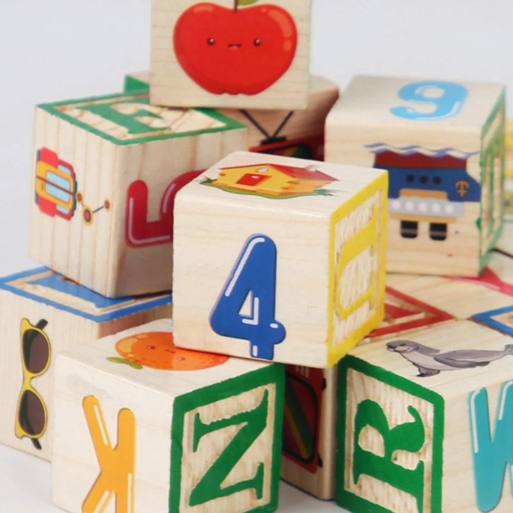 3 in 1 Wooden Learning Bundle – Spelling, Blocks & Activity Cube Set