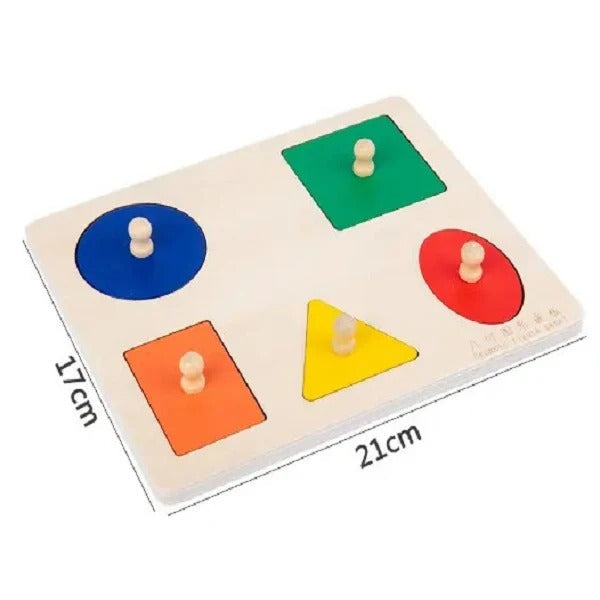 Wooden 5-Shape Sorting Knob Board
