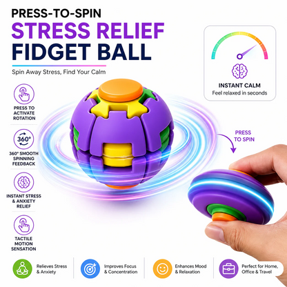 Press-to-Spin Fidget Ball – Assorted Colors