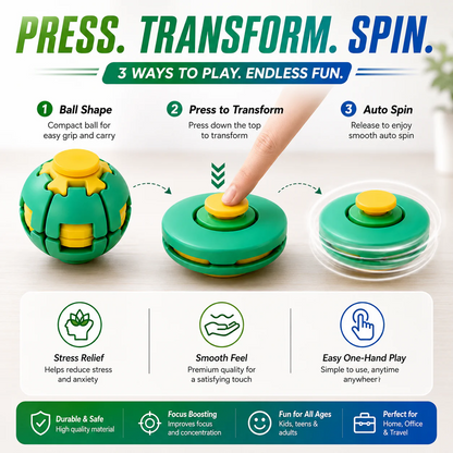 Press-to-Spin Fidget Ball – Assorted Colors