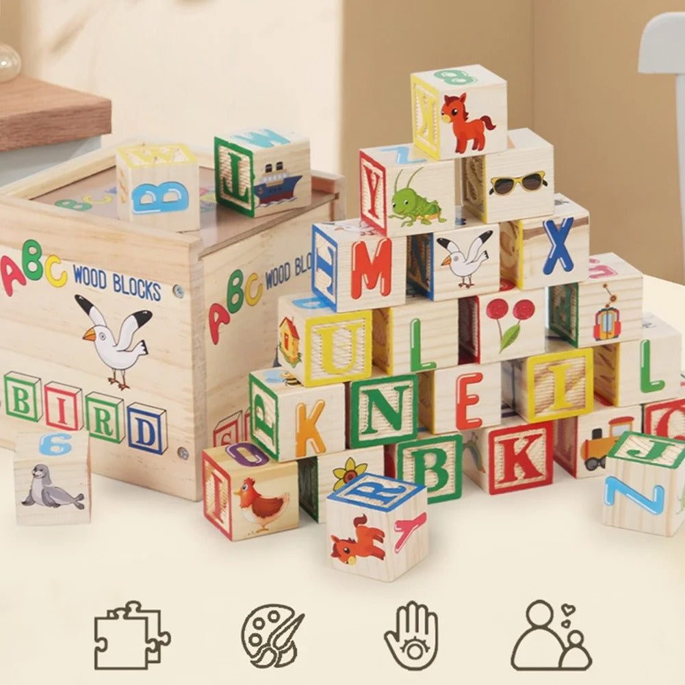 Alphabet Blocks with Wooden Storage Box