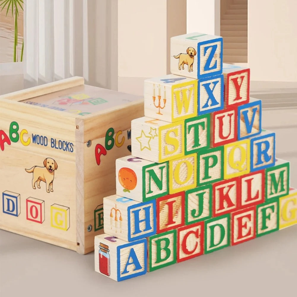 Alphabet Blocks with Wooden Storage Box