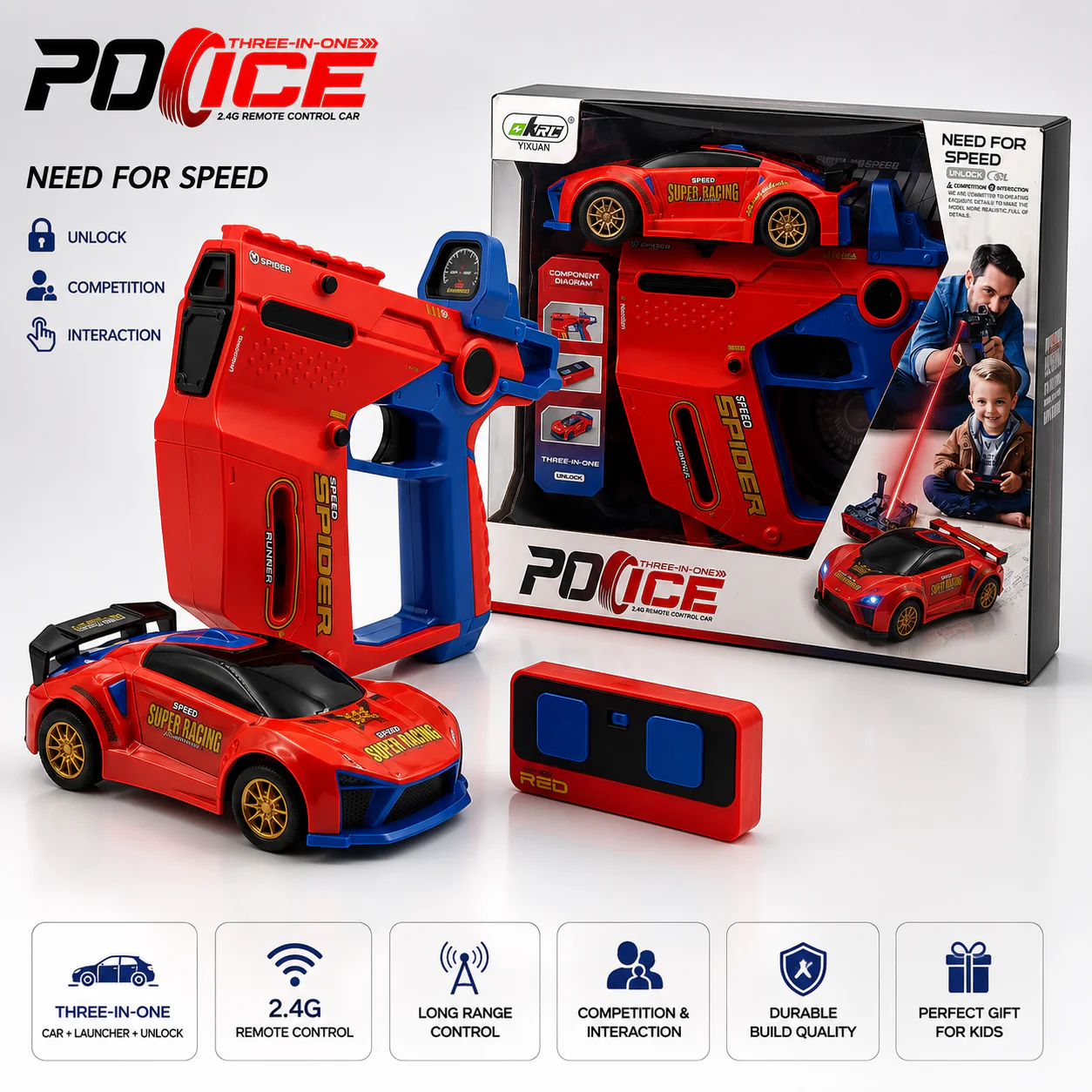 3-in-1 Remote Control Car Launcher