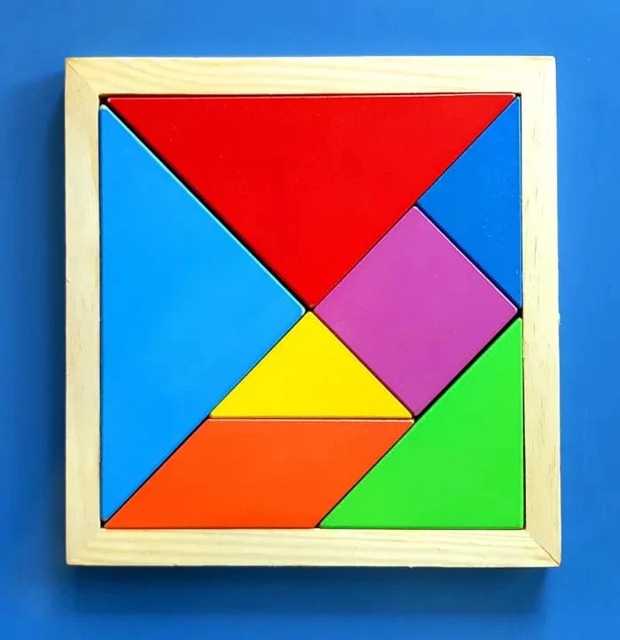 3-in-1 Wooden Puzzle Toy – Tangram, Block Fit & Tic Tac Toe Game