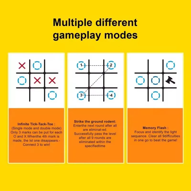 3 in 1 Electronic Tic Tac Toe Puzzle Game (Yellow/Blue/Orange)( Assorted Colors)