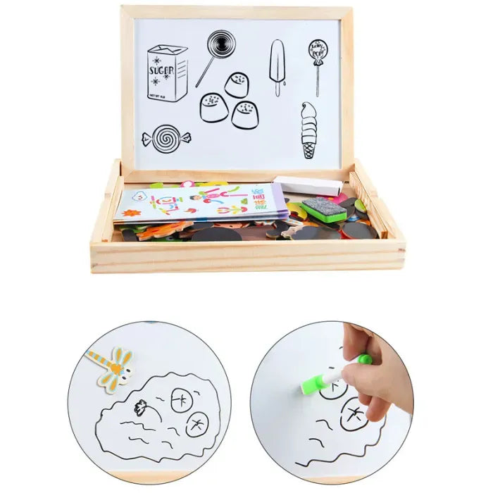 2-in-1 Montessori Magnetic Puzzle Drawing Board
