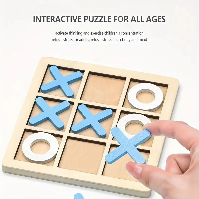 Wooden Tic-Tac-Toe Puzzle Game