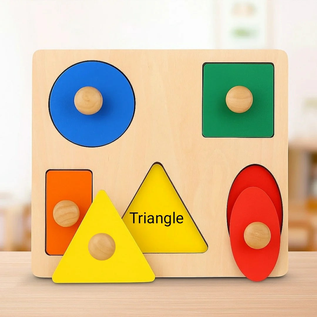 Wooden 5-Shape Sorting Knob Board