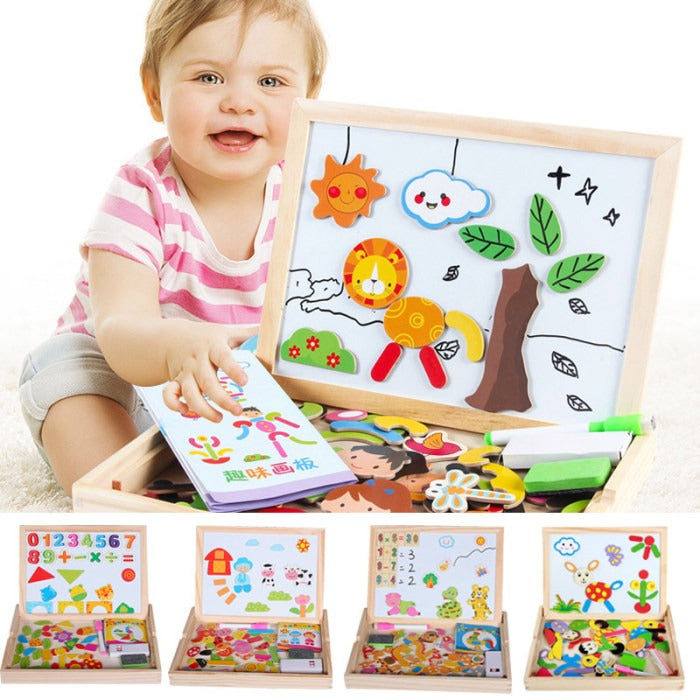 2-in-1 Montessori Magnetic Puzzle Drawing Board