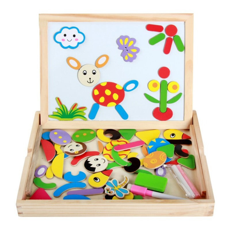 2-in-1 Montessori Magnetic Puzzle Drawing Board