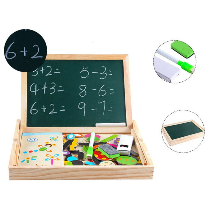 2-in-1 Montessori Magnetic Puzzle Drawing Board