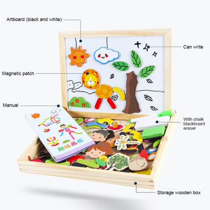 2-in-1 Montessori Magnetic Puzzle Drawing Board