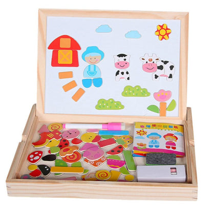 2-in-1 Montessori Magnetic Puzzle Drawing Board