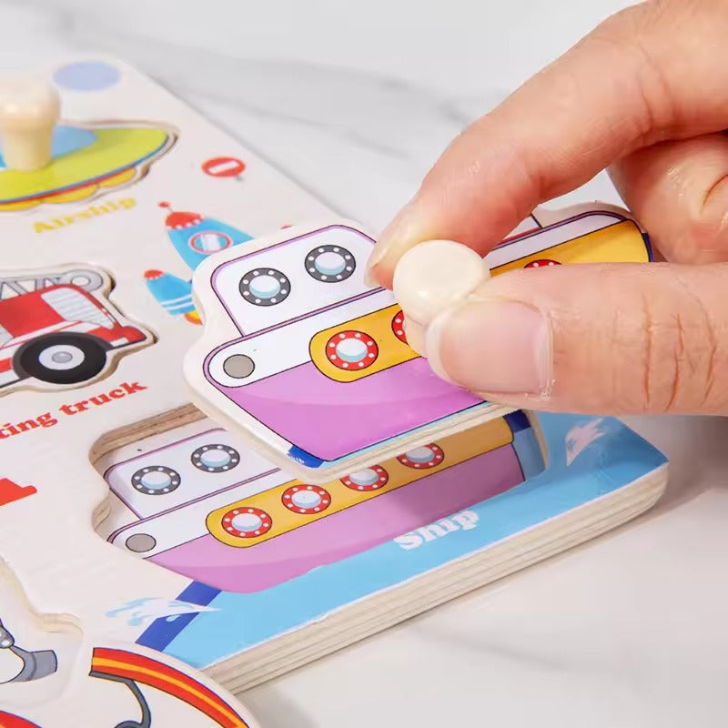 Wooden 5-Shape Sorting Knob Board