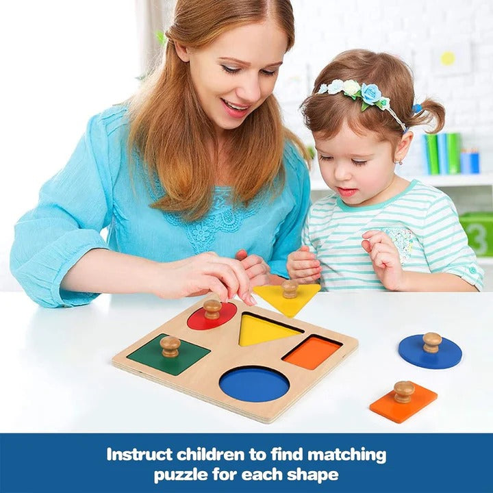 Wooden 5-Shape Sorting Knob Board