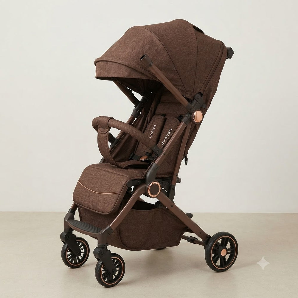 Kaedyn Premium Foldable Baby Stroller - Brown front view