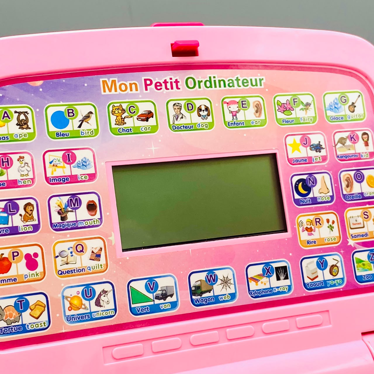 Pink educational learning laptop for kids