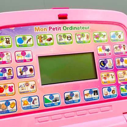 Pink educational learning laptop for kids