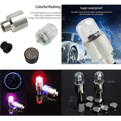 Waterproof motion sensor LED tire valve cap light details and batteries