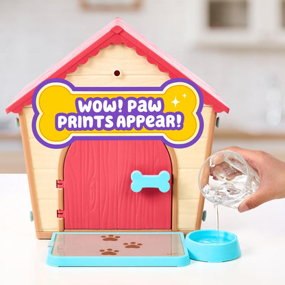 Interactive plush puppy with buildable kennel