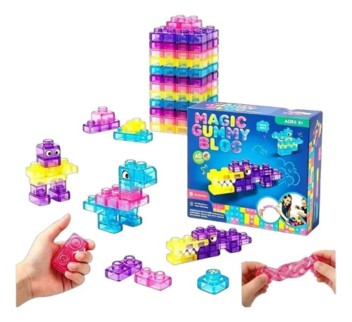 40 piece Magic Jelly Blocks flexible sensory construction set