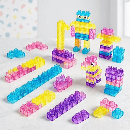 Soft translucent jelly building blocks for creative sensory play