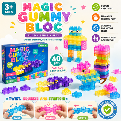Magic Jelly Blocks 40 piece soft sensory building toy for kids