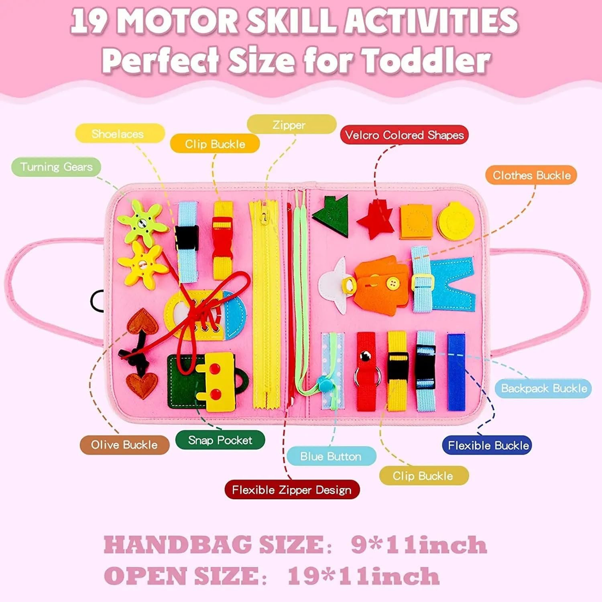 Montessori Kids Activity Busy Book - Pink learning pages