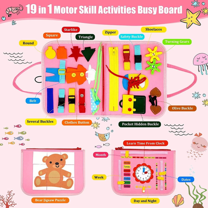 Montessori Kids Activity Busy Book - Pink fine motor activities