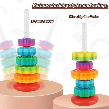 Rainbow Spin Stacking Tower - features