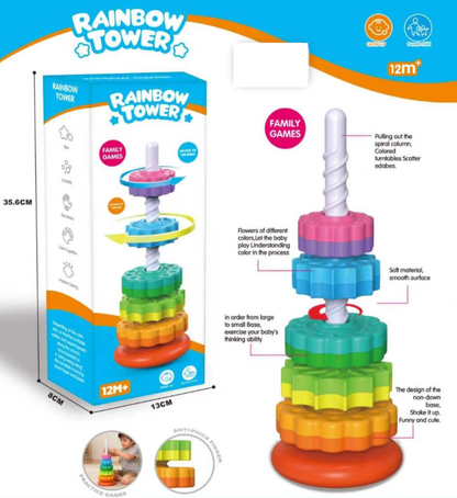 Rainbow Spin Stacking Tower - gift presentation