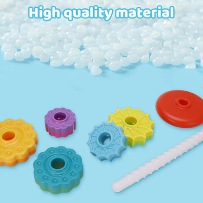 Montessori Rainbow Spin Stacking Tower - colorful pieces