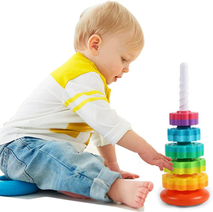 Montessori Rainbow Spin Stacking Tower - product view