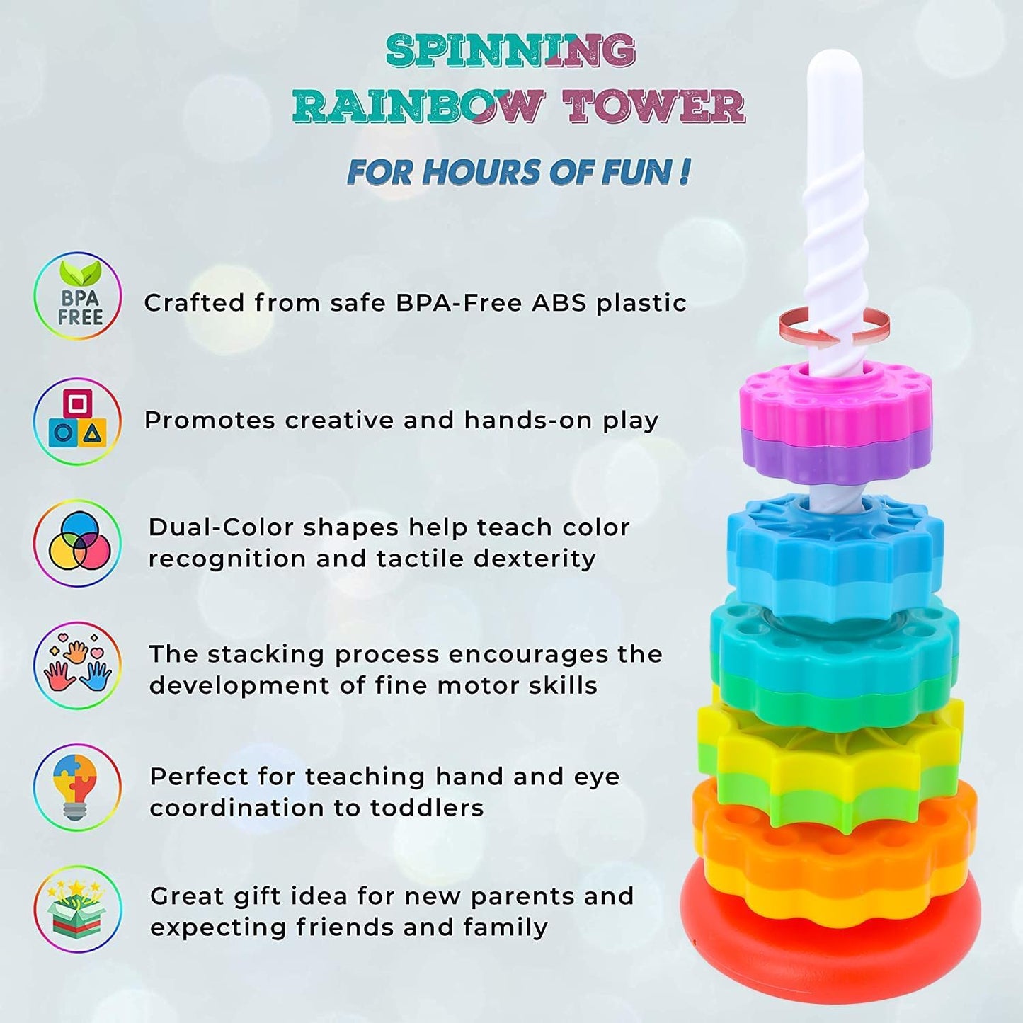 Rainbow Spin Stacking Tower - educational play