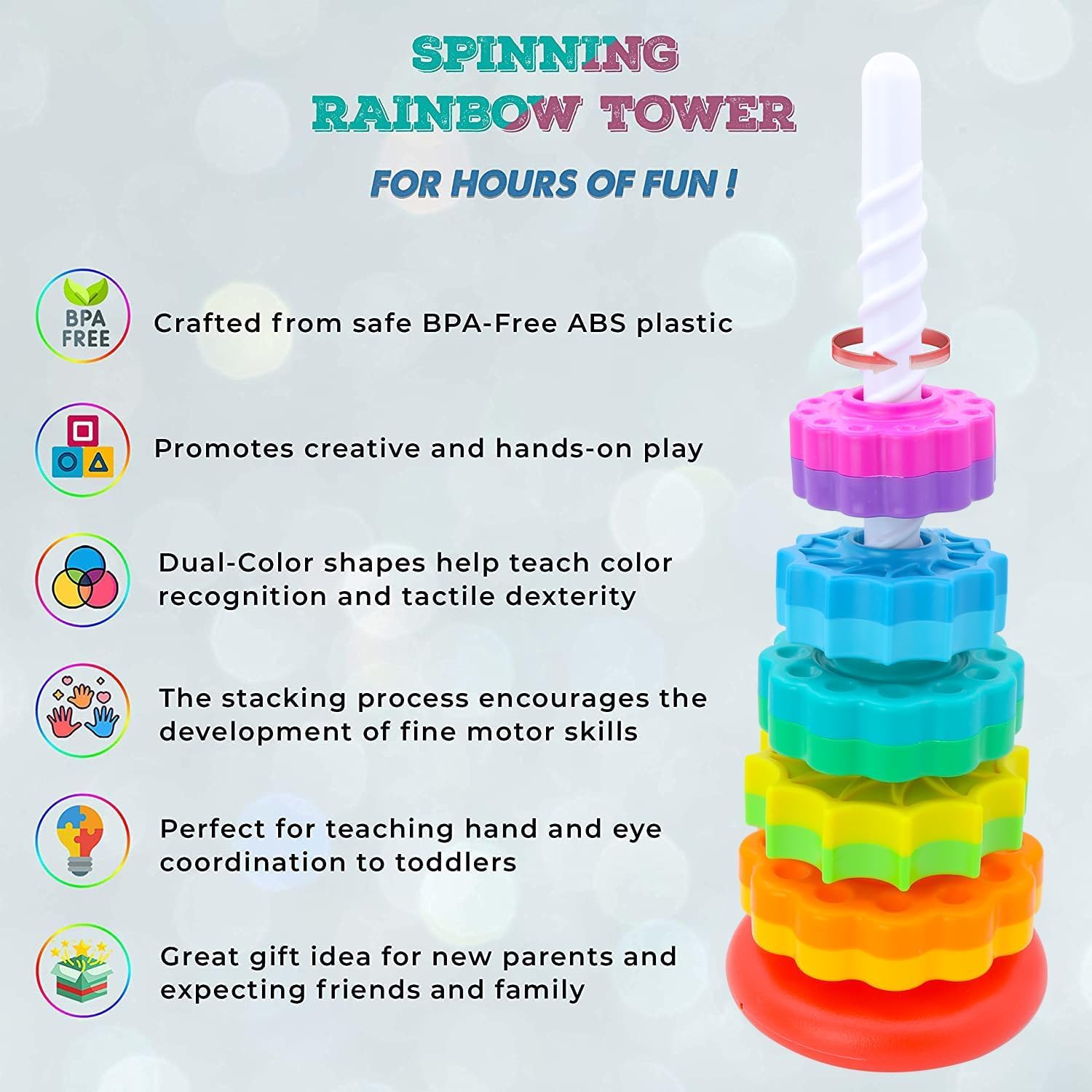 Rainbow Spin Stacking Tower - educational play