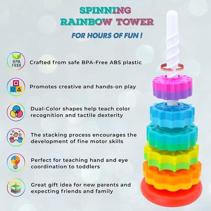Rainbow Spin Stacking Tower - educational play