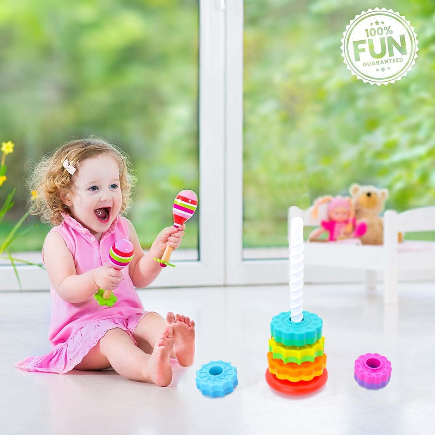 Rainbow Spin Stacking Tower - five gears