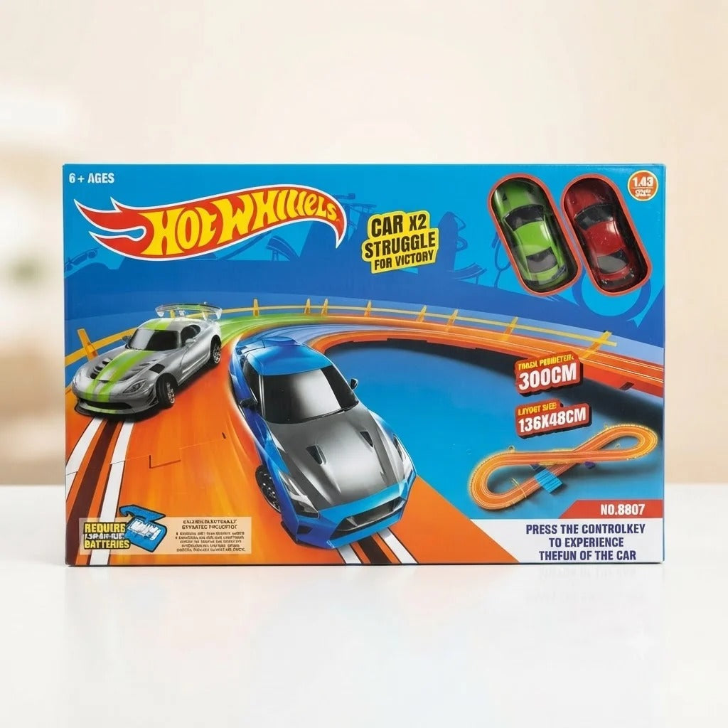 300cm racing car track set retail box with two cars
