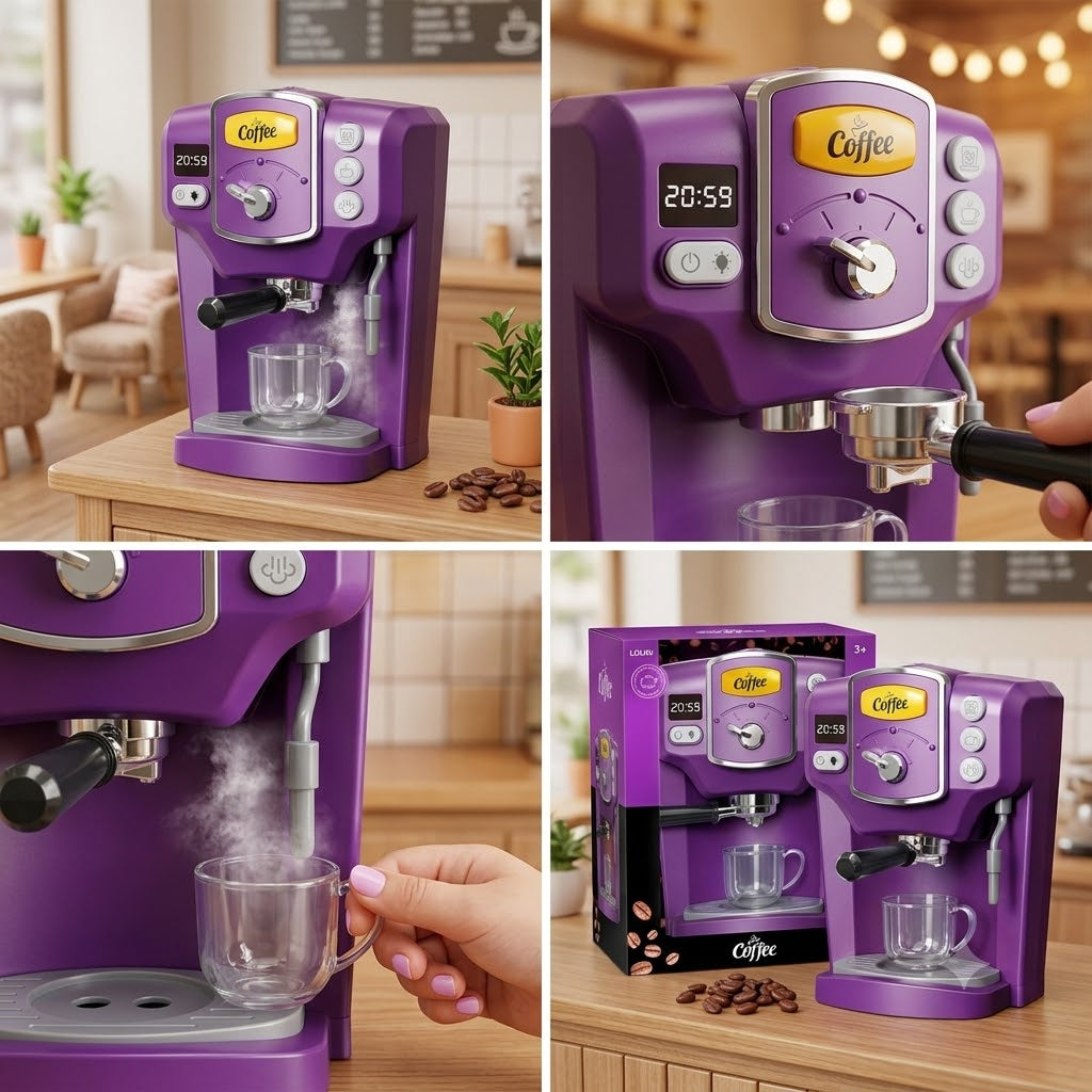 Kids coffee maker toy with light sound and smoke
