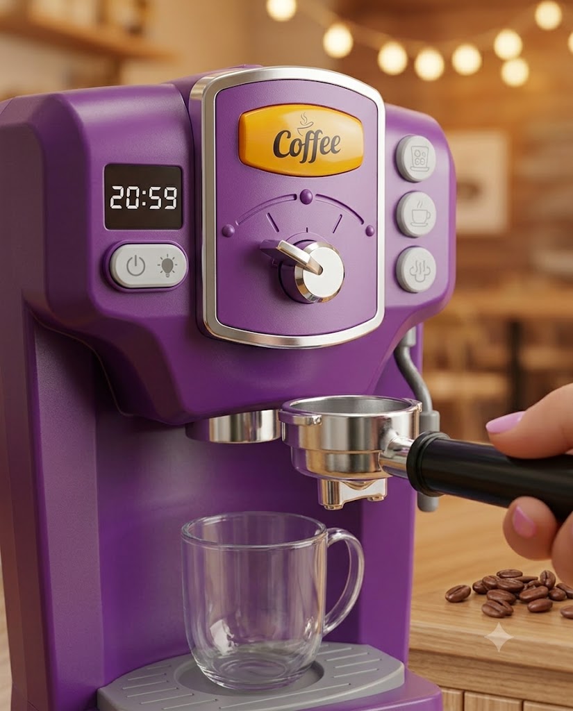 Interactive kids coffee machine playset