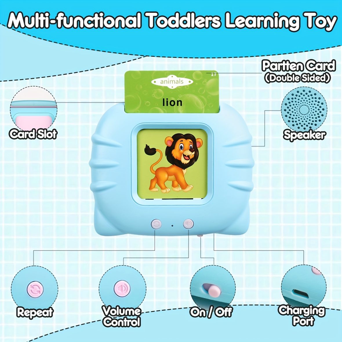 Rechargeable Talking Flash Card Reader Toddler Toy 2