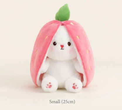 Strawberry Bunny Plush Toy with Zipper