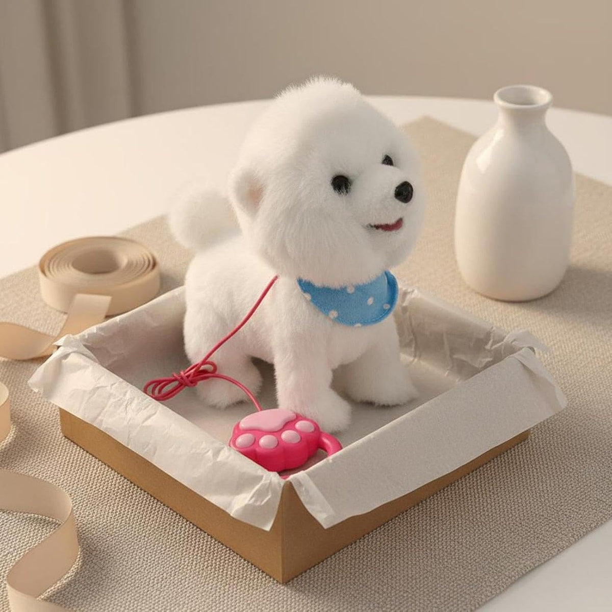 RC Realistic Plush Maltese Walking Dog With Music - product view