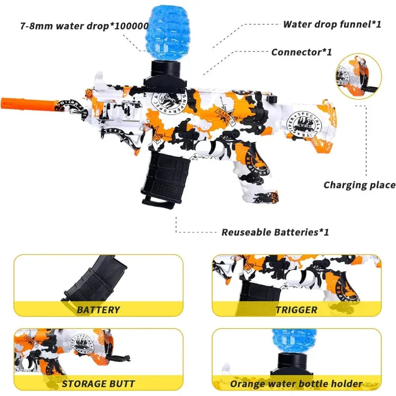 Rechargeable Electric Gel Ball Blaster Toy Gun with gel balls and battery