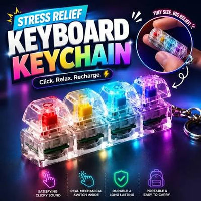 Mechanical Switch Keychain Set 4 Blue Switches with Key Puller & Carabiner