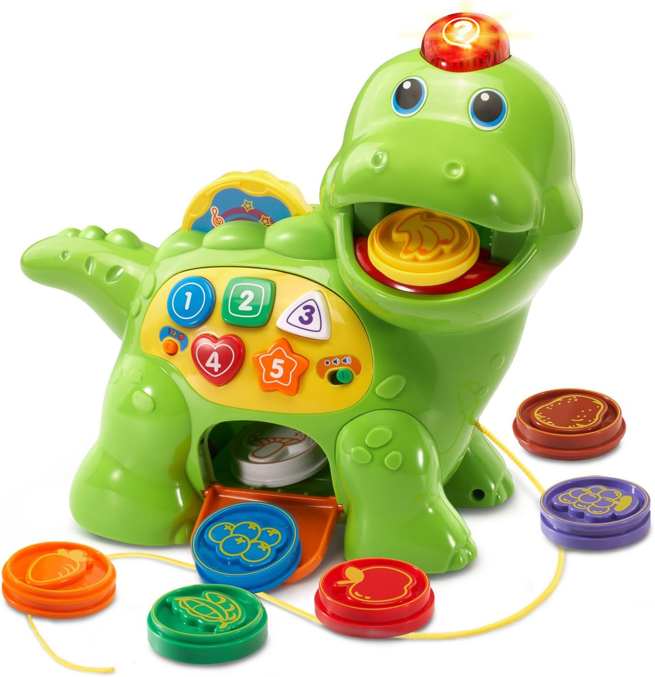 VTech Chomp and Count Dino with colourful food pieces